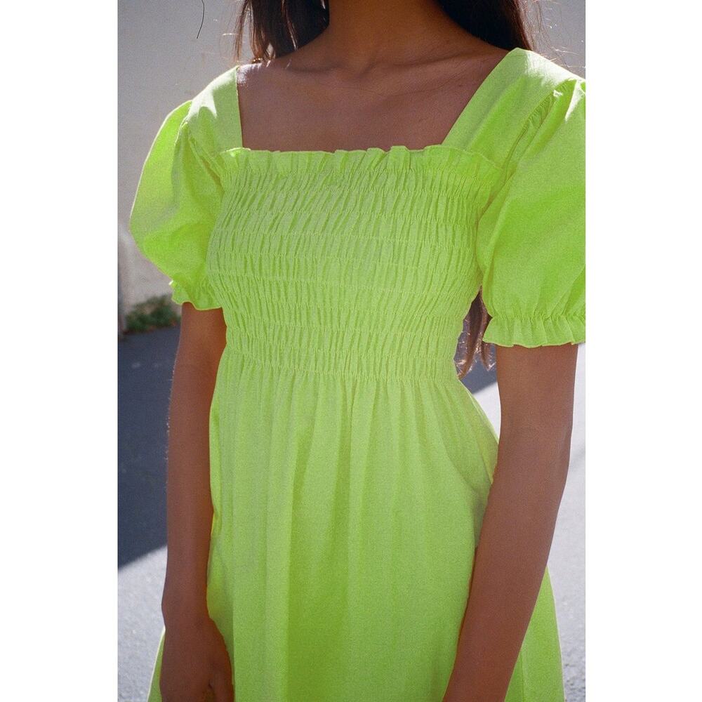 Lisa Says Gah Lime Green Puff Sleeve Mini Dress - Picture 5 of 5